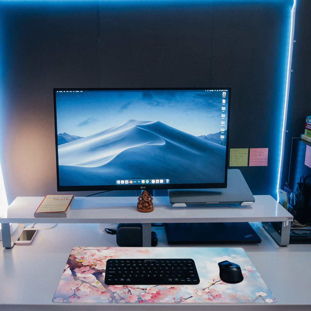 Large Gaming Mouse Pad for Desk,Cherry Blossom Tree Desk Mat for Desktop,Watercolor Floral Desk