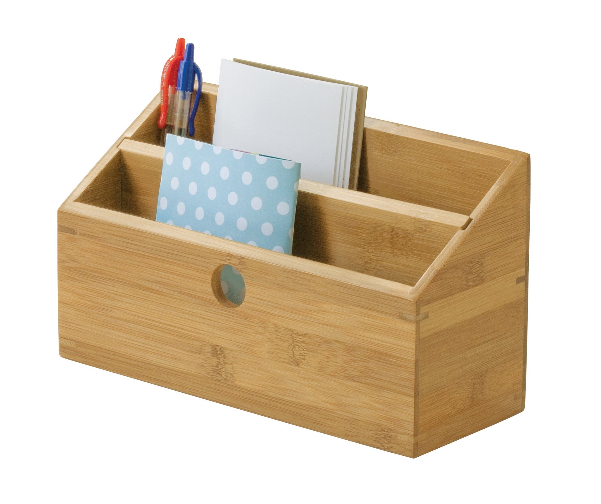 Lipper International 808 Bamboo Wood 2-Slot Office Supply Desk Organizer, 10 3/4" x 4 1/8" x 6"