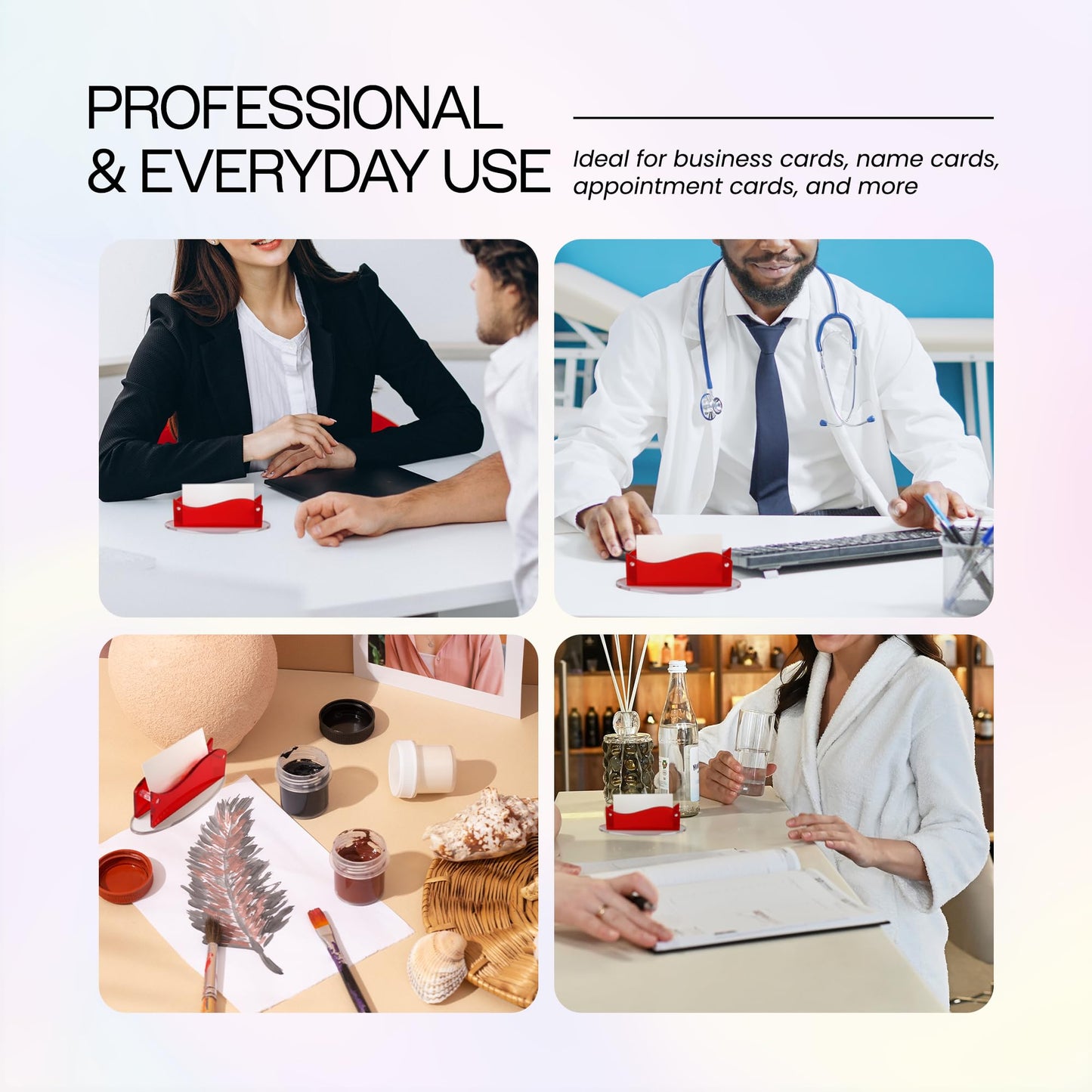 Beauticom Modern Style Business Card Holder Organizer Stand Display for Offices, Receptionist