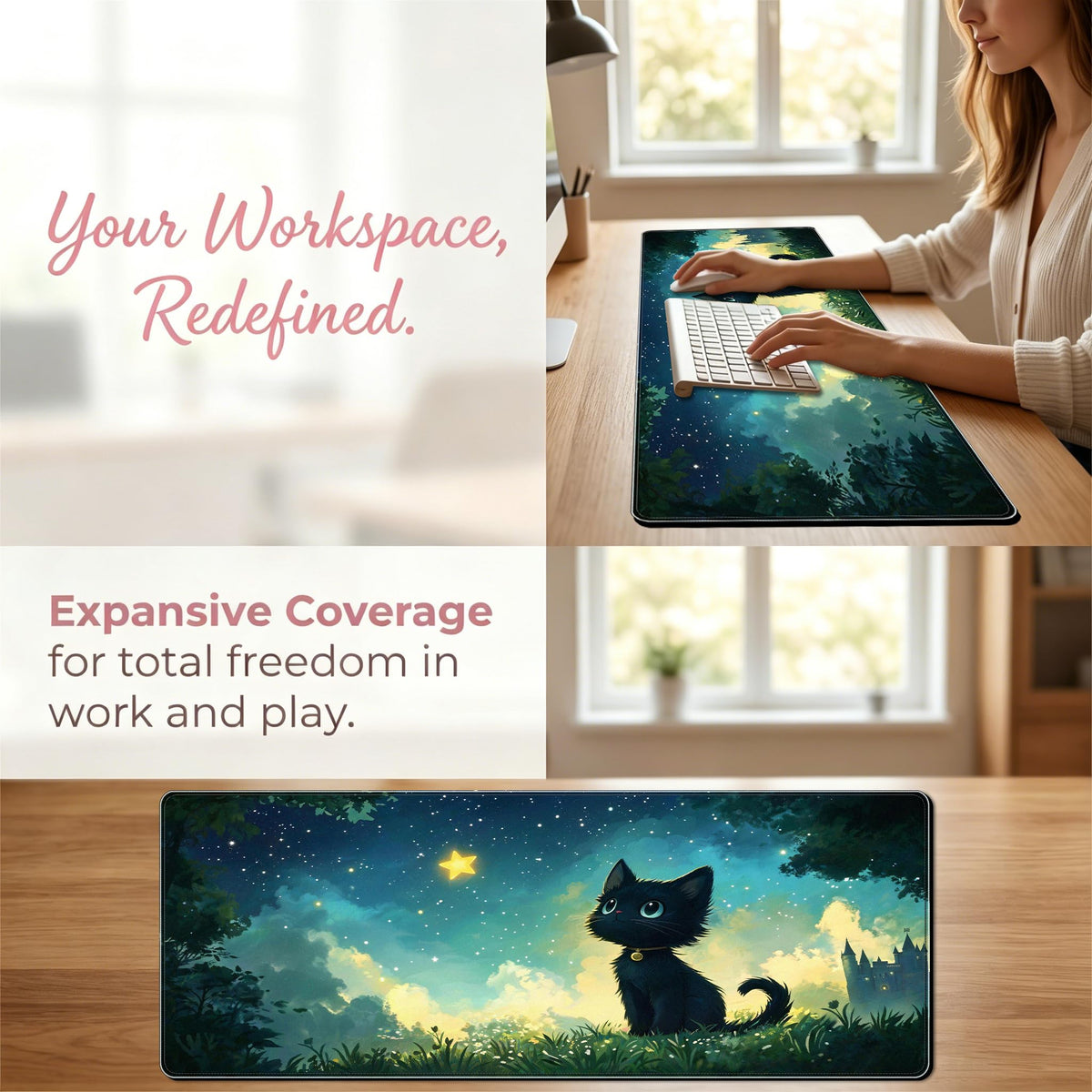 PEPYJAN Large Mouse Pad, Rubber, Non-Slip, Fade-Resistant, for Gaming and Office, 31.5 x 11.8