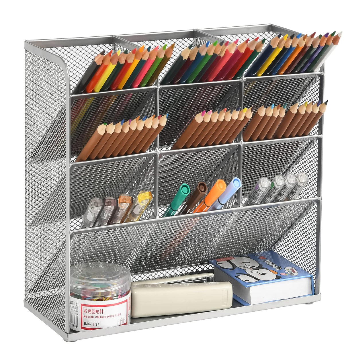 Marbrasse Mesh Desk Organizer, Multi-Functional Pen Holder, Desktop Stationary Organizer, Storage