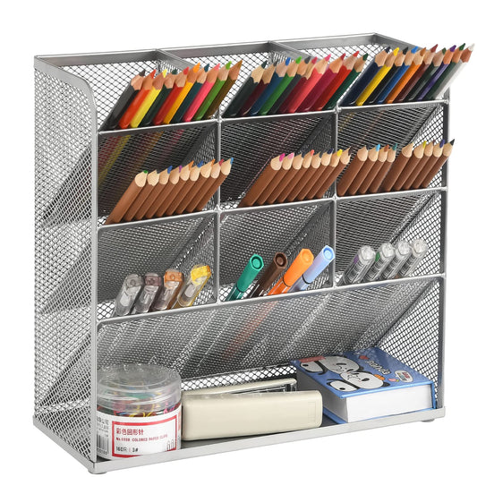 Marbrasse Mesh Desk Organizer, Multi-Functional Pen Holder, Desktop Stationary Organizer, Storage