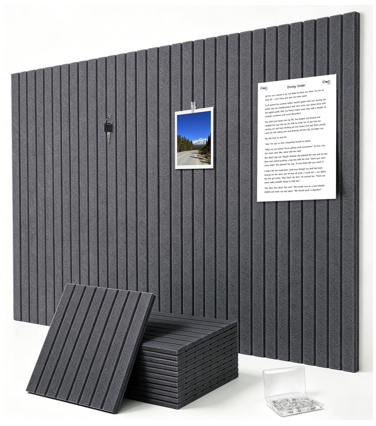 G Gamit 0.47" Thick Felt Pin Board 48"x36" Large Cork Board Alternative 12 Pack 11.81"x11.81"Felt