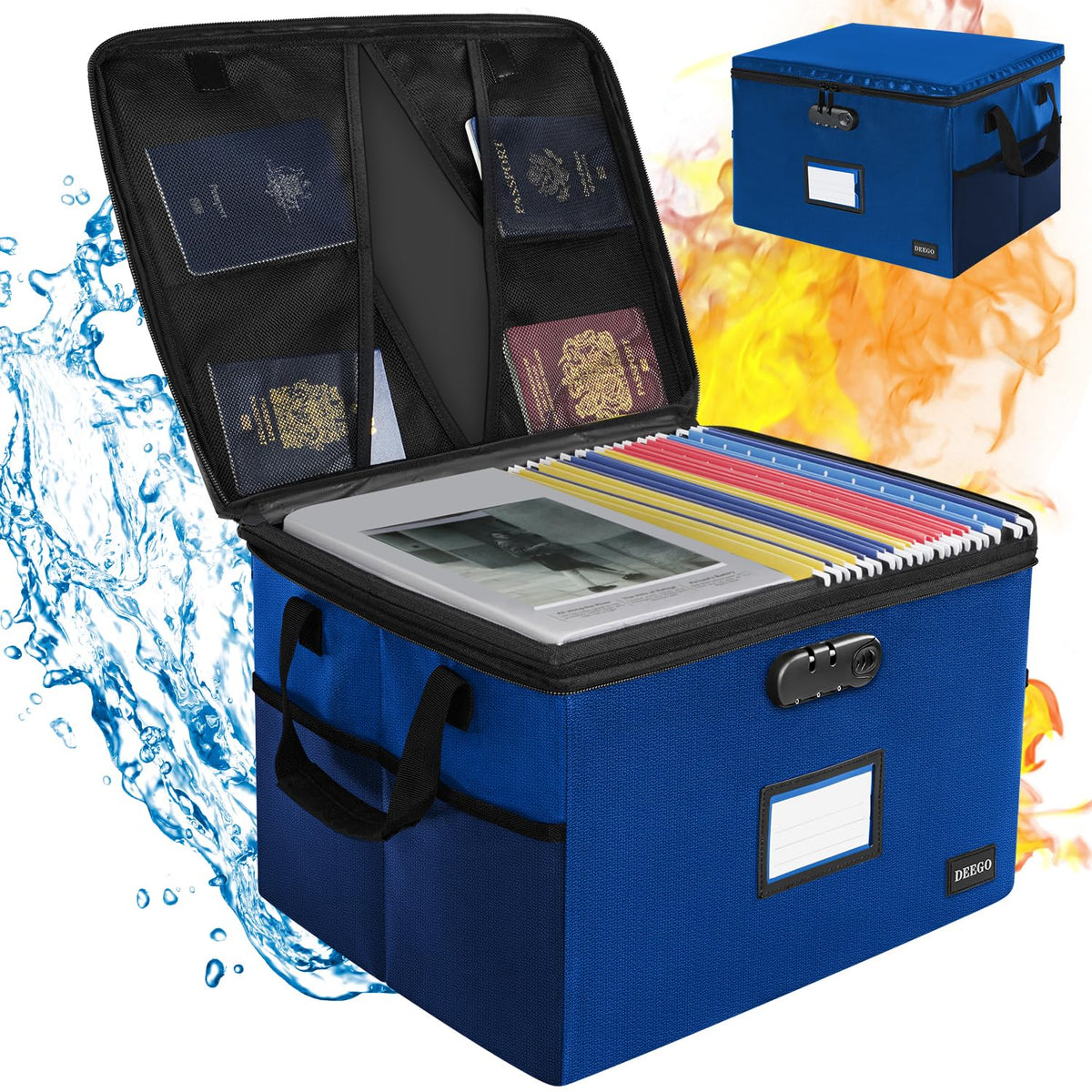 DEEGO File Box with Lock, Fireproof Document Box for Important Document