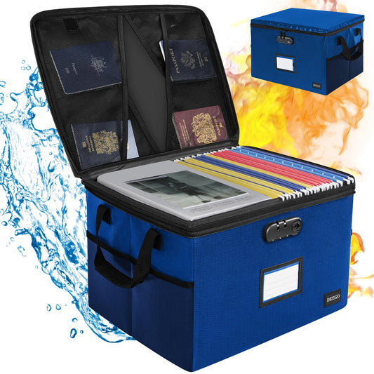 DEEGO File Box with Lock, Fireproof Document Box for Important Document