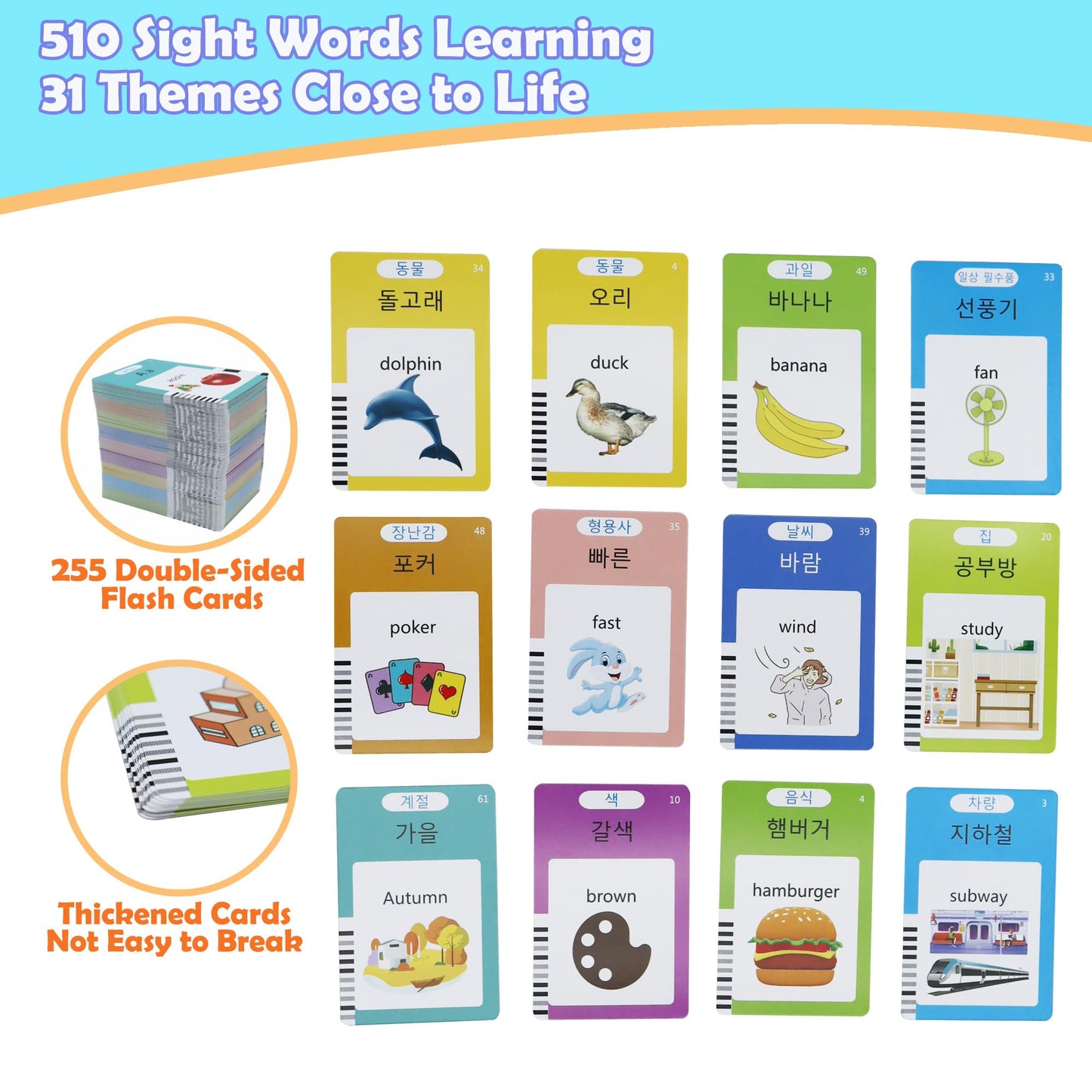 MAYAPHILOS 510 Words English and Korean Talking Flash Cards Bilingual