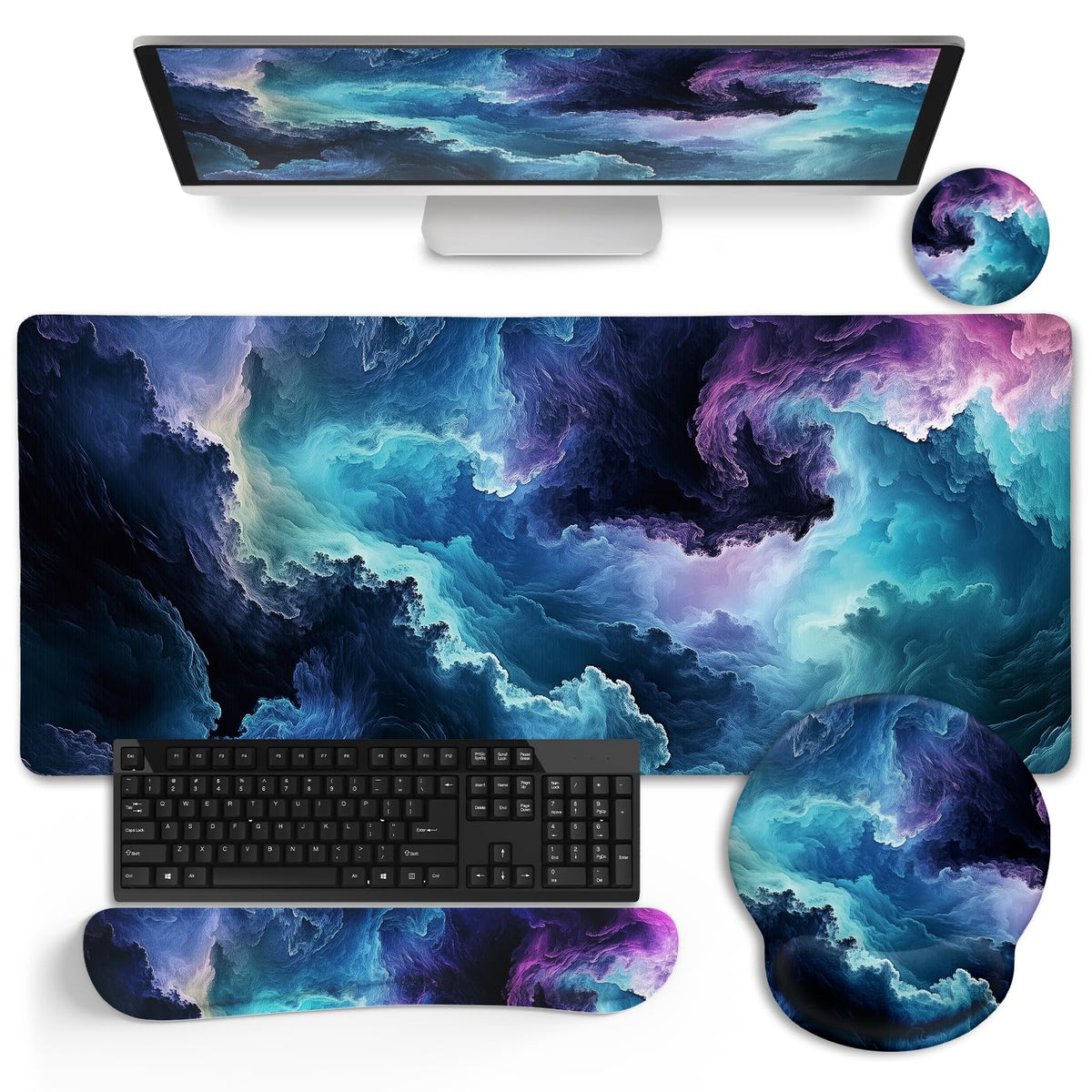 LIMKRIAN Galaxy Mouse Pad Large Desk Matt for Desktop, 4 in1 XXL Mousepad