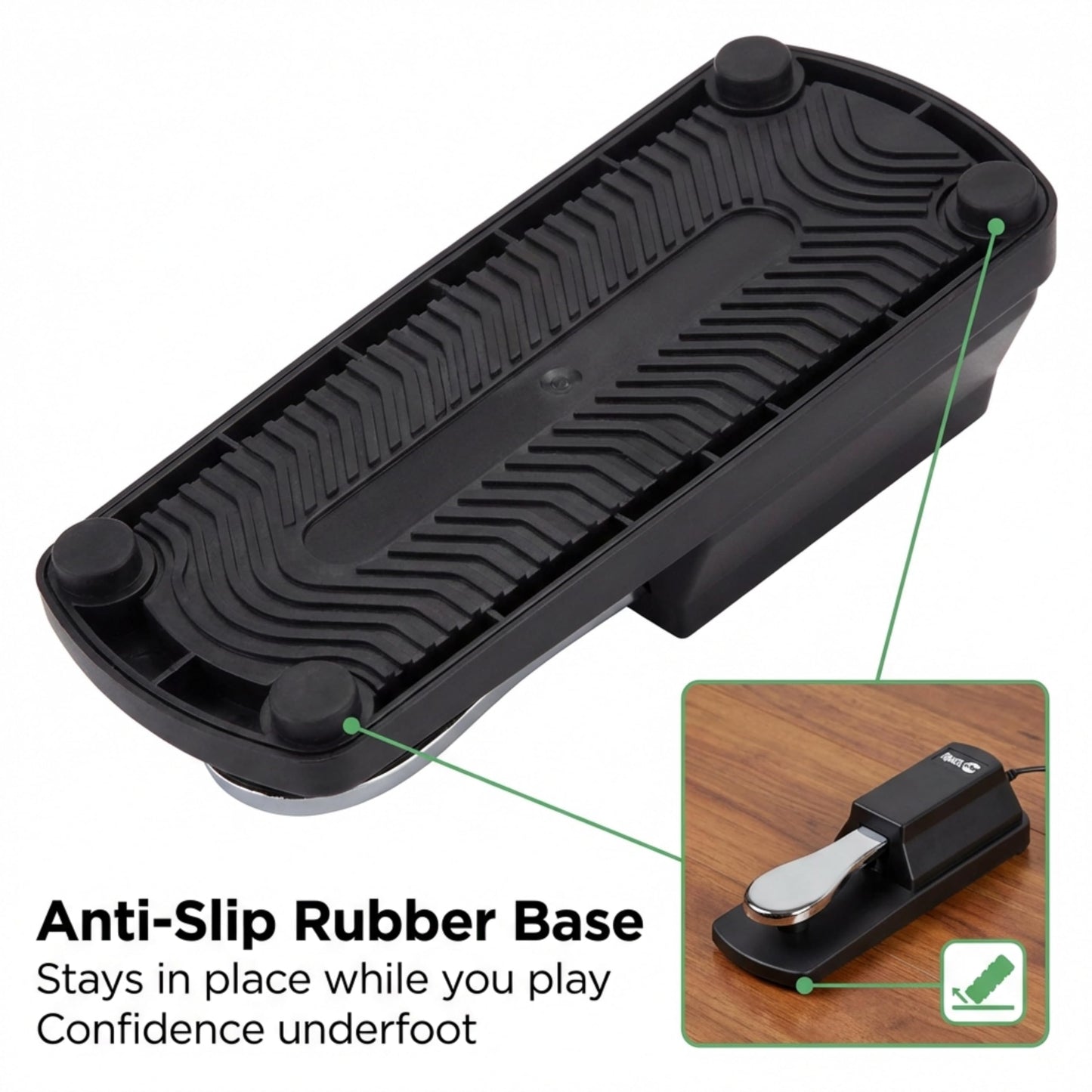 RockJam 6.35mm Sustain Pedal for Electronic Keyboards and Digital Pianos with Polarity Switch