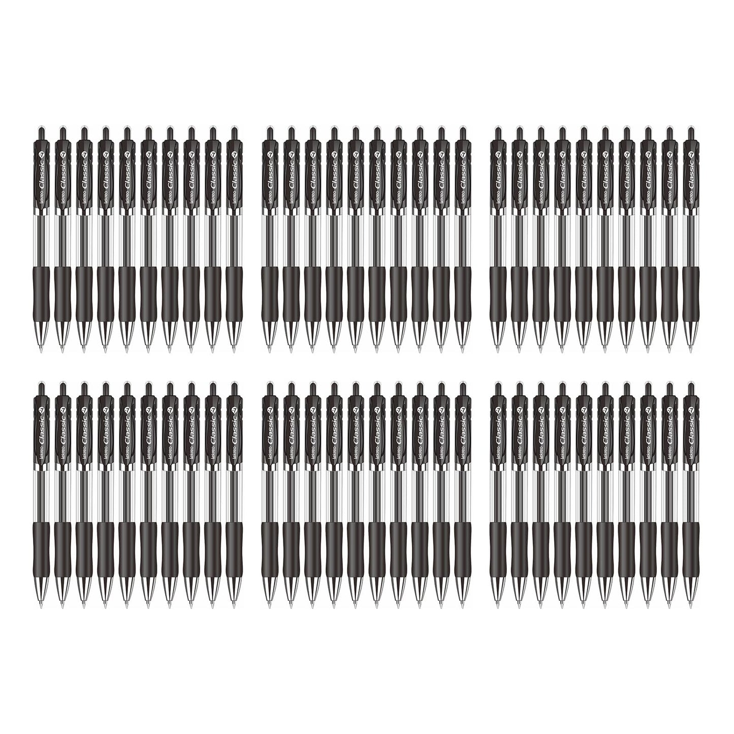 Lekreo Classic Retractable Gel Roller Pens, 0.7mm Fine Point (Black Ink - 60 Packs)