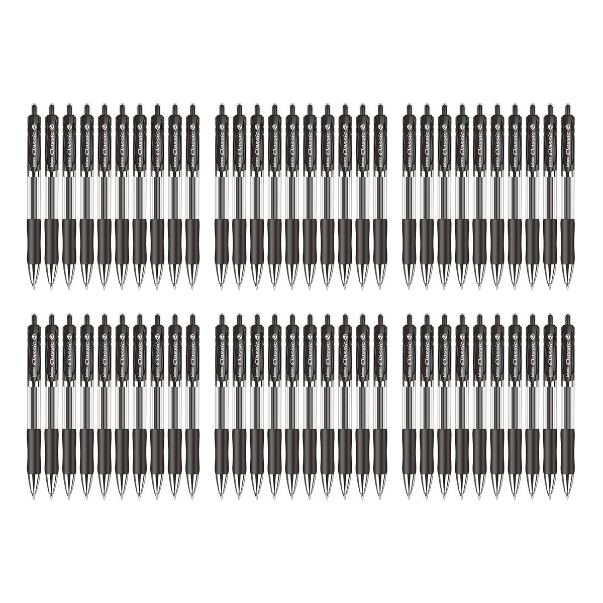 Lekreo Classic Retractable Gel Roller Pens, 0.7mm Fine Point (Black Ink - 60 Packs)