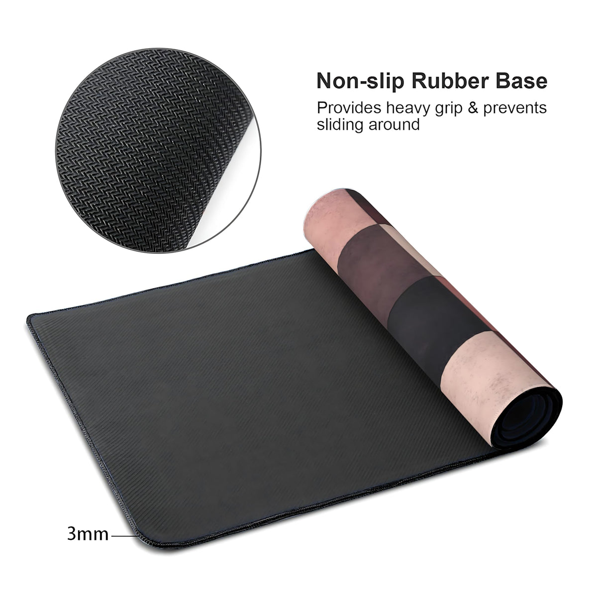 Aesthetic Checkered Gaming Mouse Pad, Morandi Boho Desk Mat with Anti-Slip Base & Stitched Edges