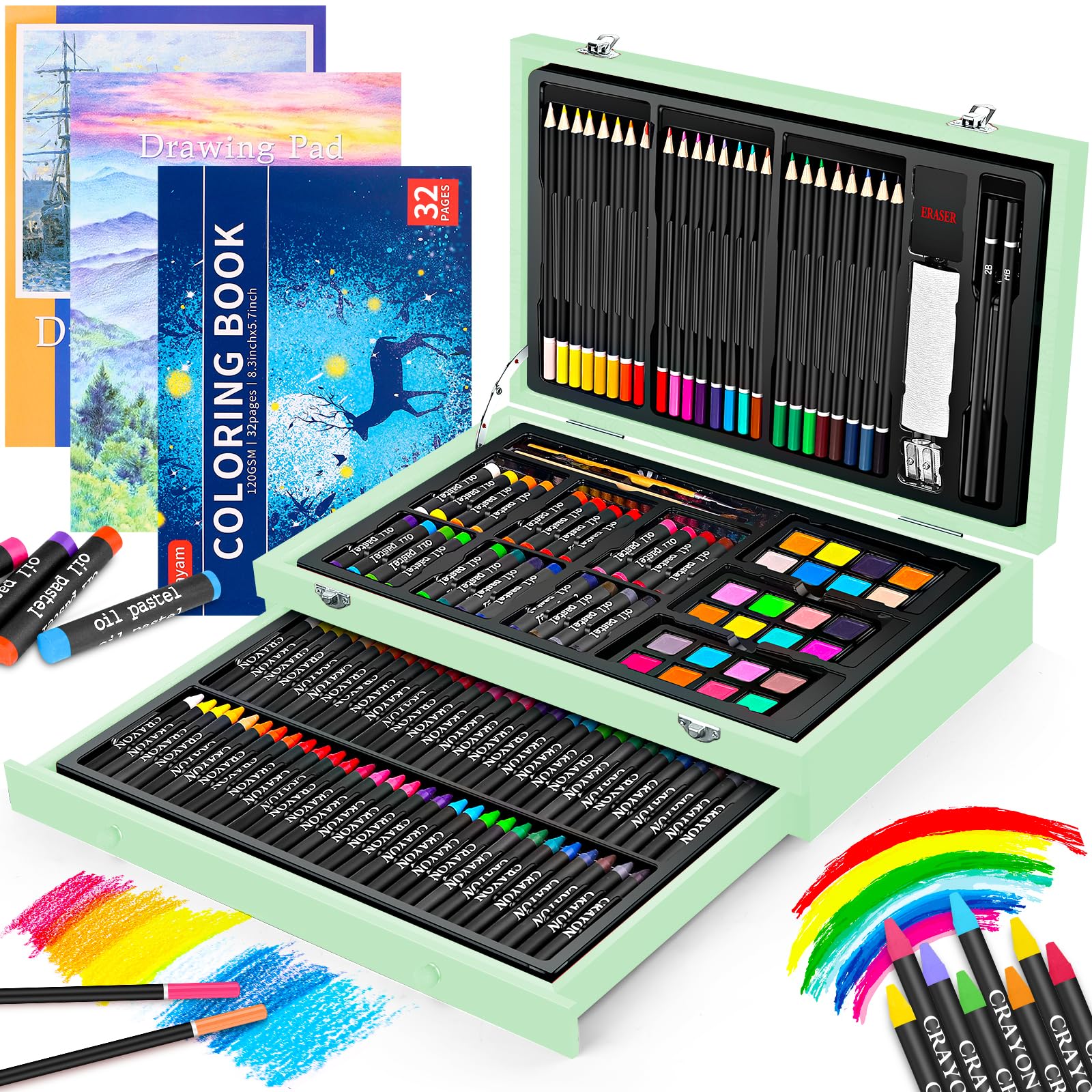 iBayam 150-Pack Deluxe Art Set – Drawing, Painting & Coloring Kit