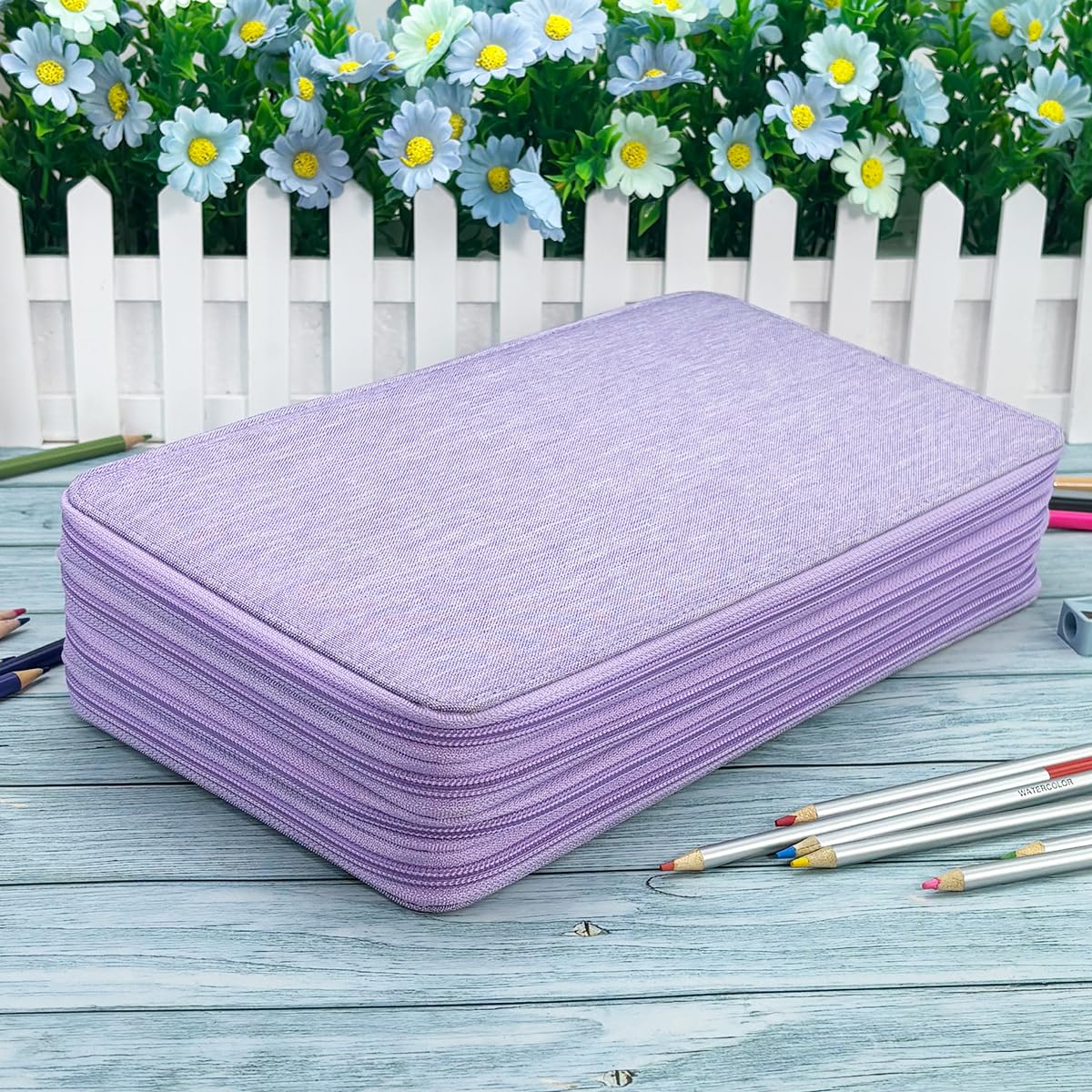 YOUNGCOL 300-Capacity Colored Pencil Case Pen Organizer (Purple)