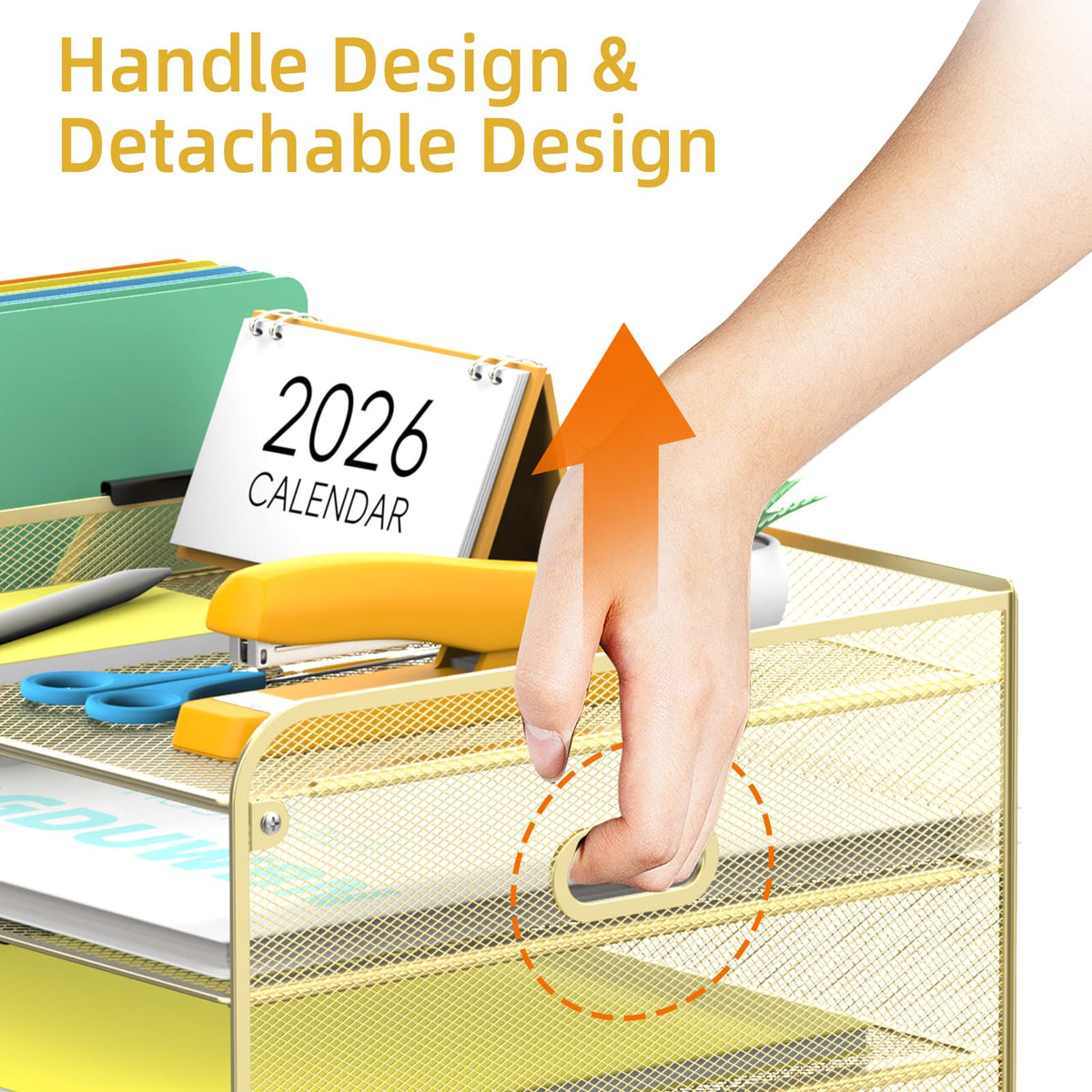 SUPEASY Mesh Desk Organizer with File Holder, 5-Tier Paper Letter Tray Organizer with Magazine