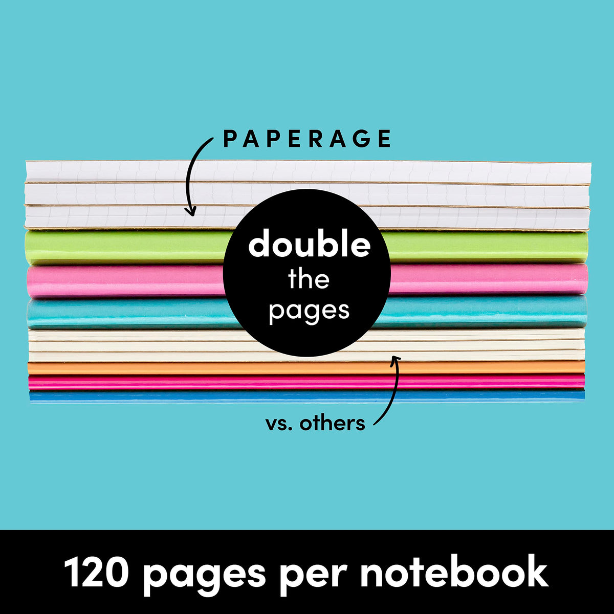 PAPERAGE 12-Pack Composition Notebook Journals, 120 Pages, Kraft Cover with Rainbow Spines, College