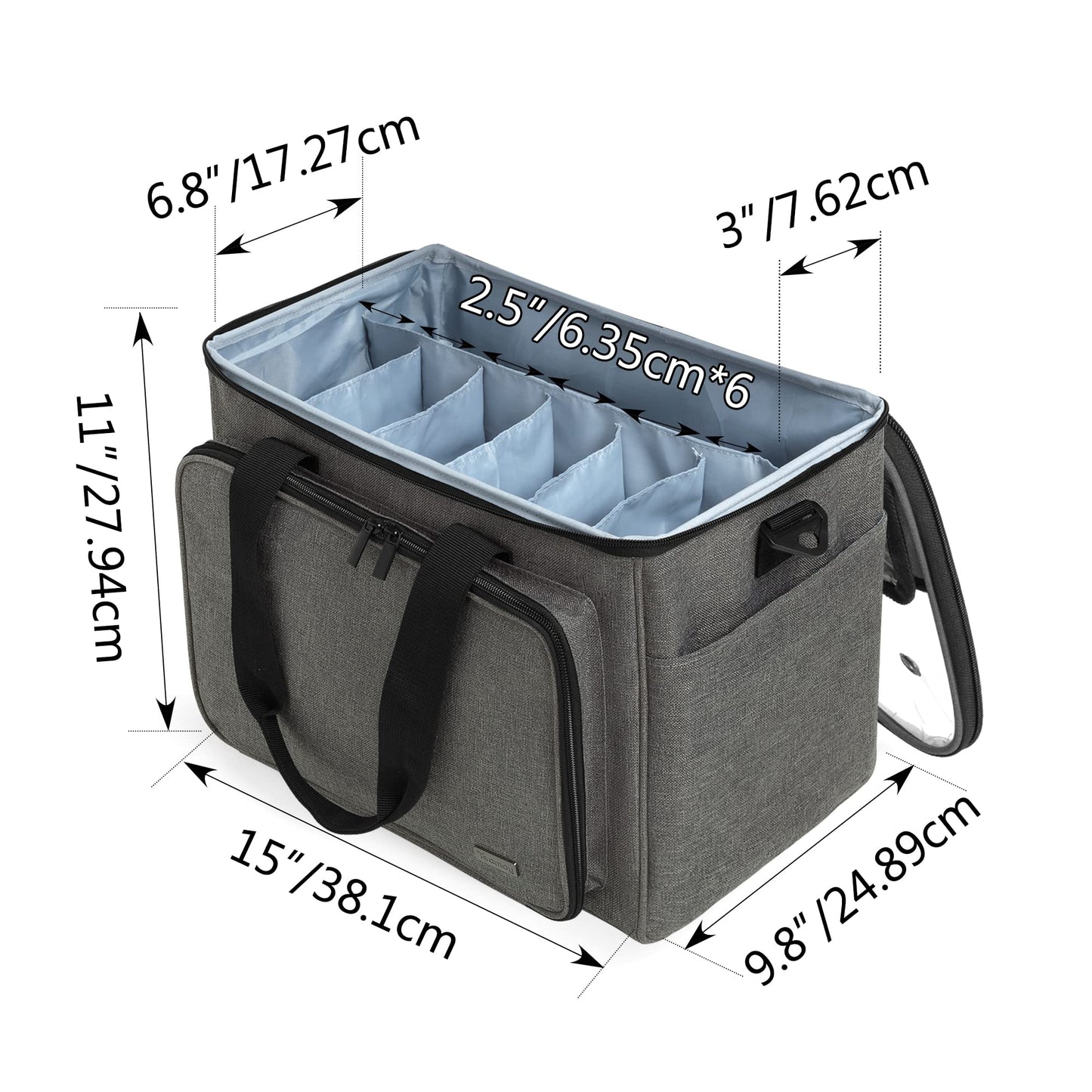 Teamoy Knitting Bag, Yarn Storage Organizer Crochet Bag Tote, Gray