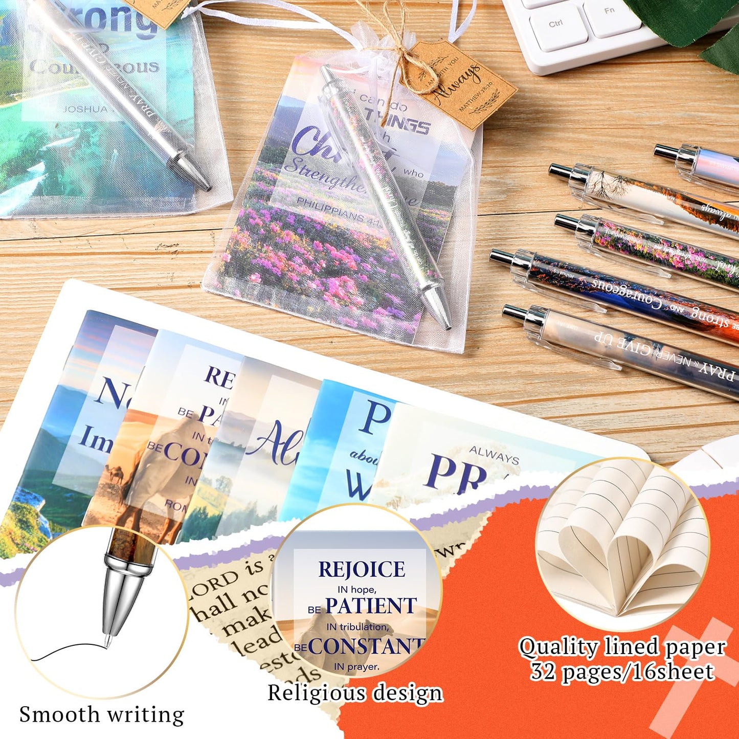 Qeeenar 200 Pcs Christian Gift Bulk Set Bible Verse, Bright Color, Scenery