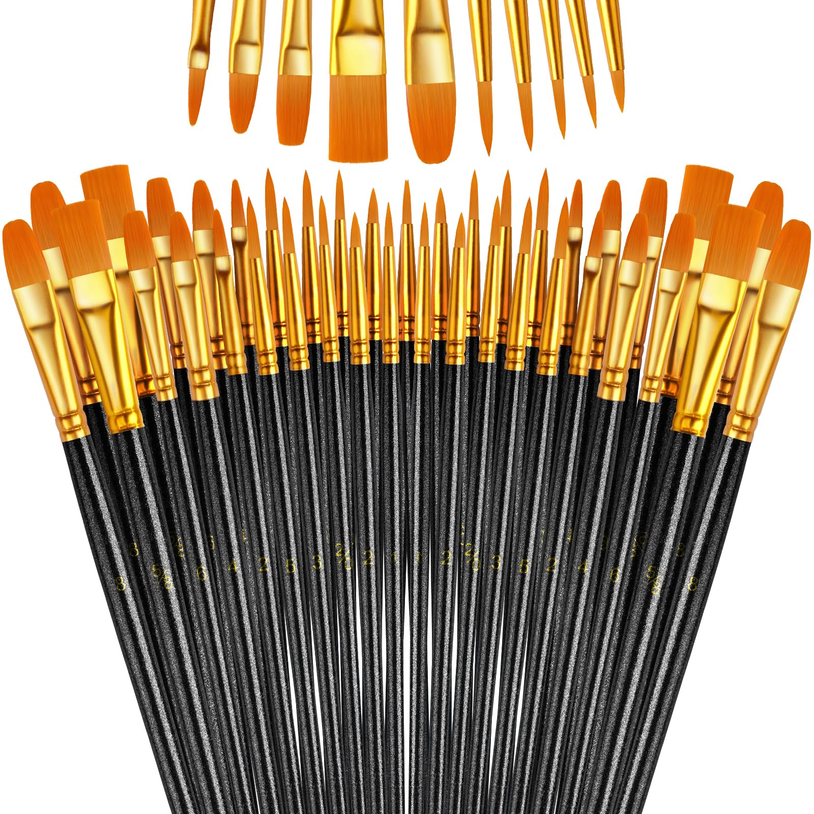 Paint Brushes Set, 16 Pack 160 Pcs Round-Pointed Tip Paintbrushes Nylon Hair Artist Acrylic Paint