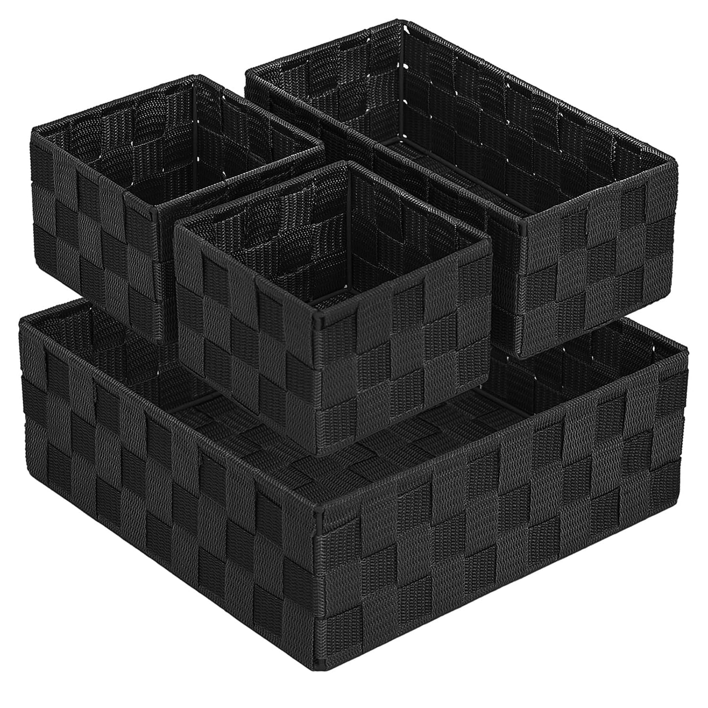 Posprica Small Black Baskets Cube Bin Container Tote,Woven Storage Baskets for Organizing Organizer