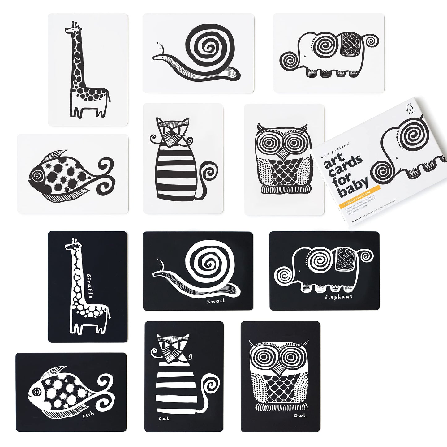 Wee Gallery High Contrast Cards for Baby - Original Animals