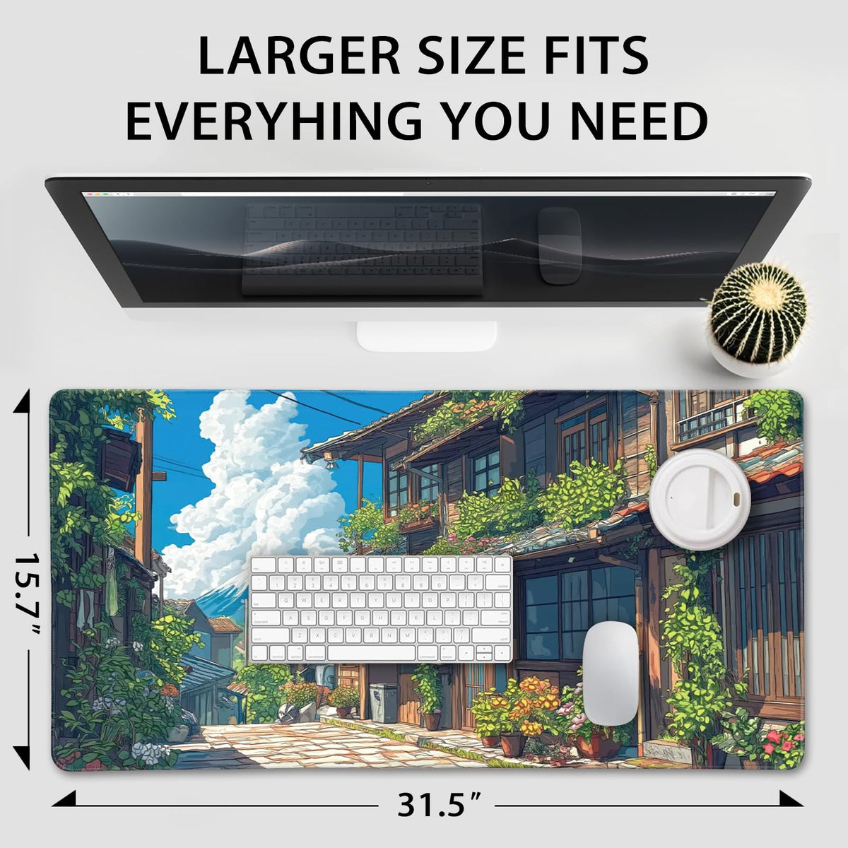 Mcapirivo Japanese Street Scene Large Gaming Mouse Pad Desk Mat 31.5"x15.7"