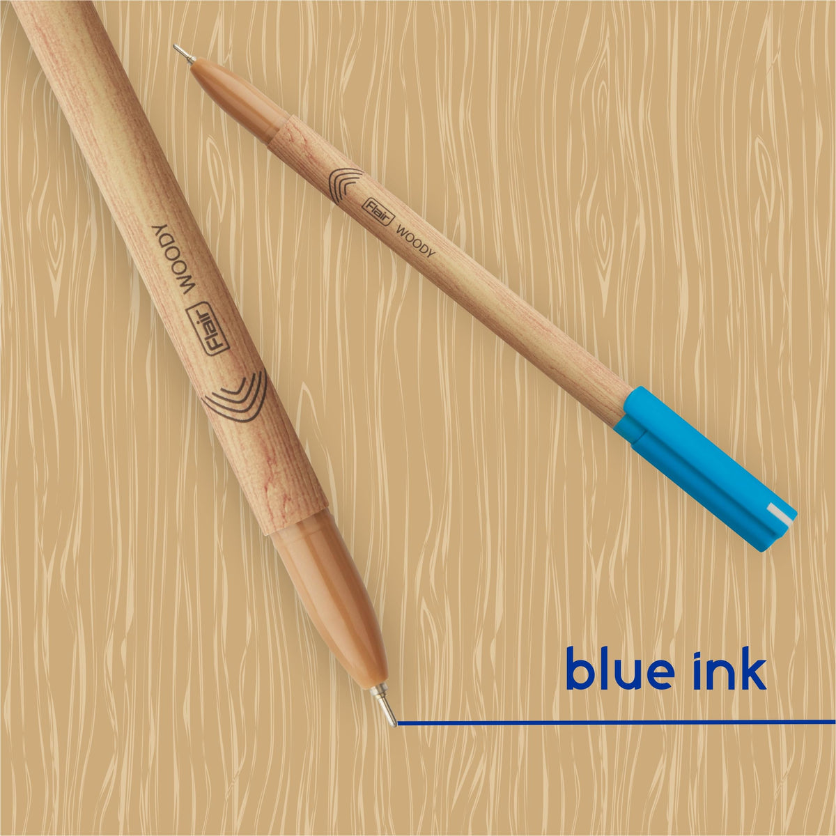 FLAIR Woody Ball Pen Wallet Pack | 0.7 mm Tip Size | Attractive Woody Design | Smooth Ink Flow