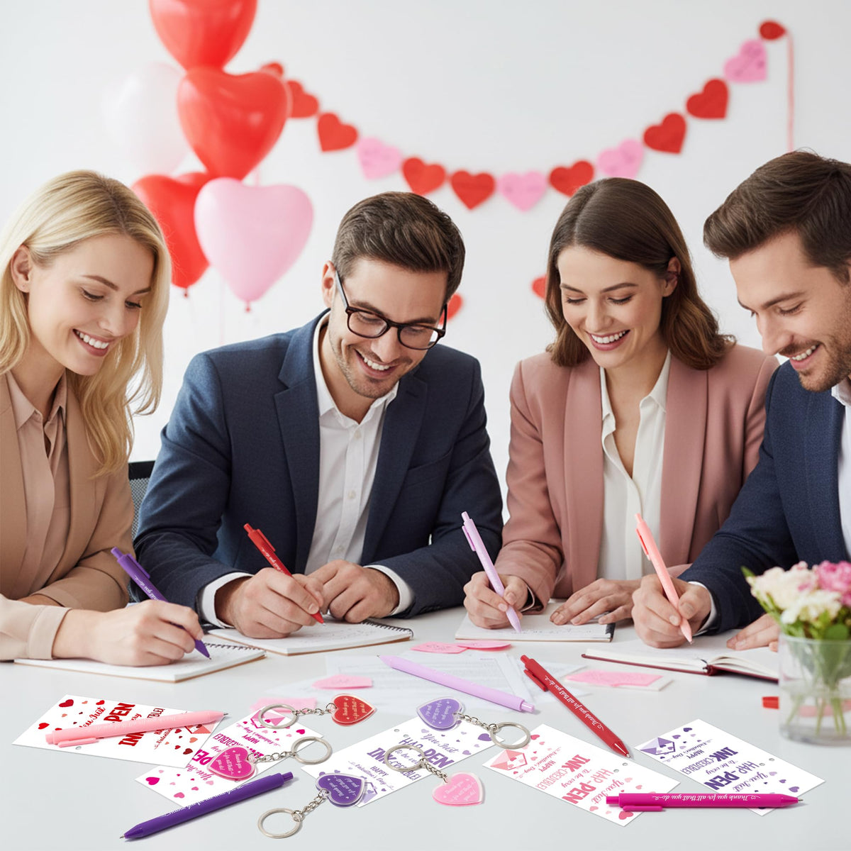 ANGOLIO Valentine's Day Employee Appreciation Gifts - 30 Sets Happy Valentines Bookmarks Pens Heart