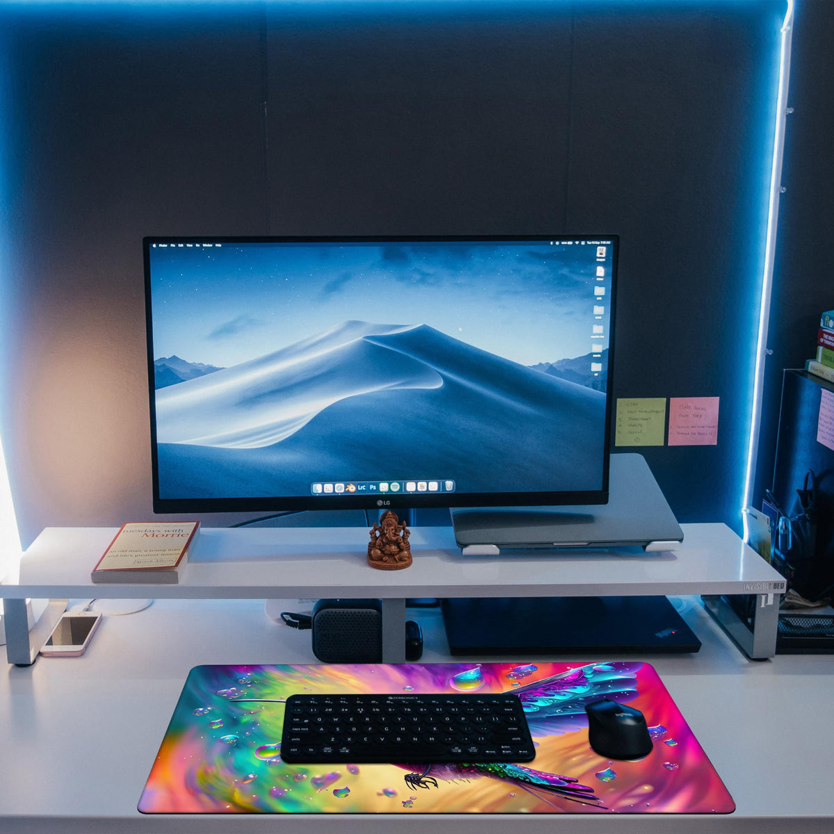 KOAIWPAE Large Gaming Mouse Pad for Desk, Colorful Hummingbird Desk Mat, Bright Hummingbird Desk