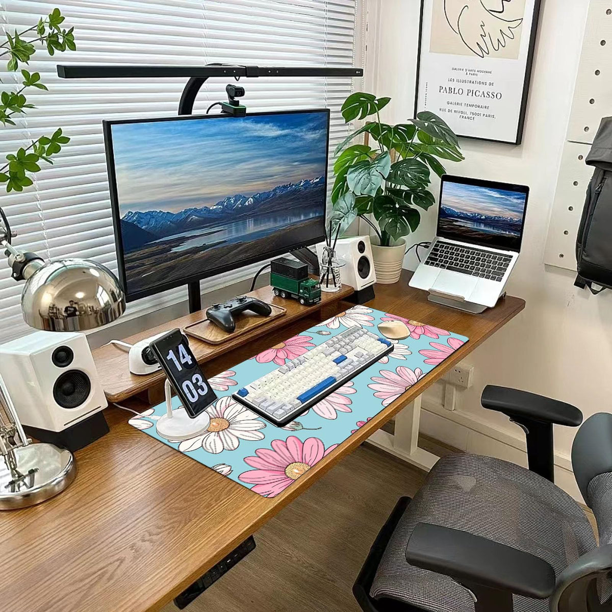 Desk Mat Mouse Pad Gaming Desk Pad XL Large Mouse Mat Office Decor Accessories (Pink E)
