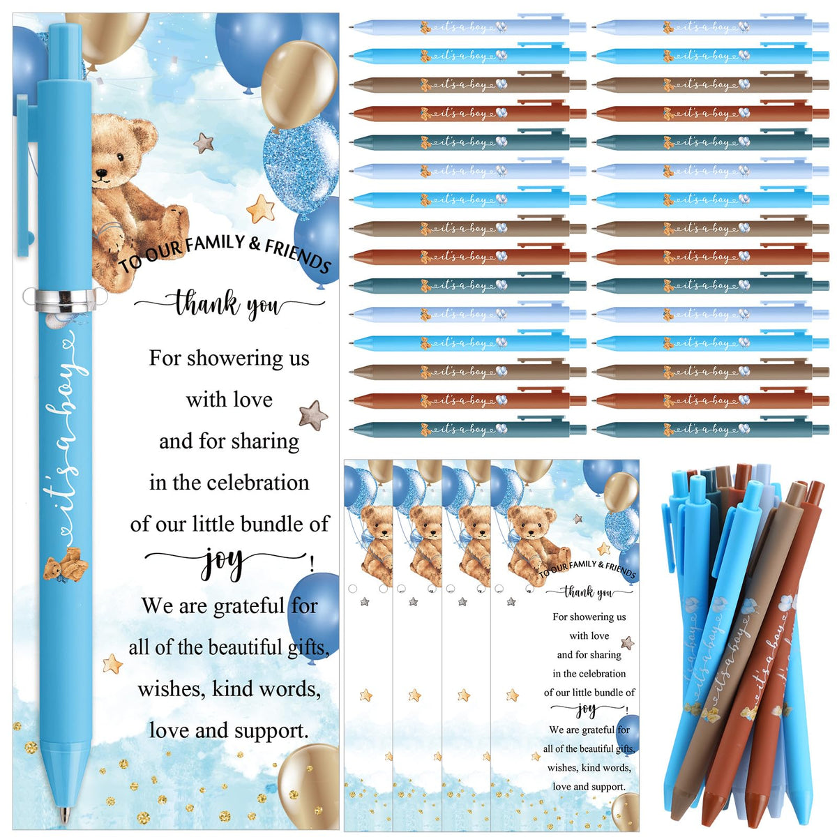 Engrowtic 50 Set Baby Shower Gifts Pens for Guests Bulk Baby Shower Party Favors Retractable