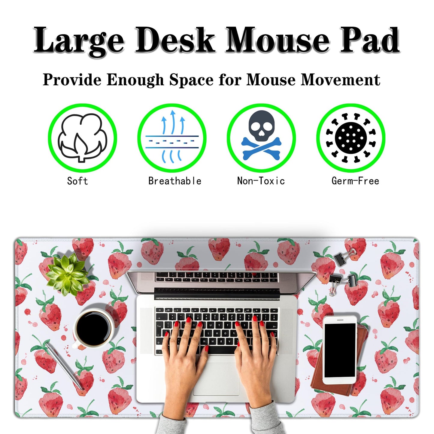 Samgula XXL Keyboard Pad Red Mouse Mat, Gaming Mouse Pads Big Mouse Pad, Modern Desk Pad Waterproof