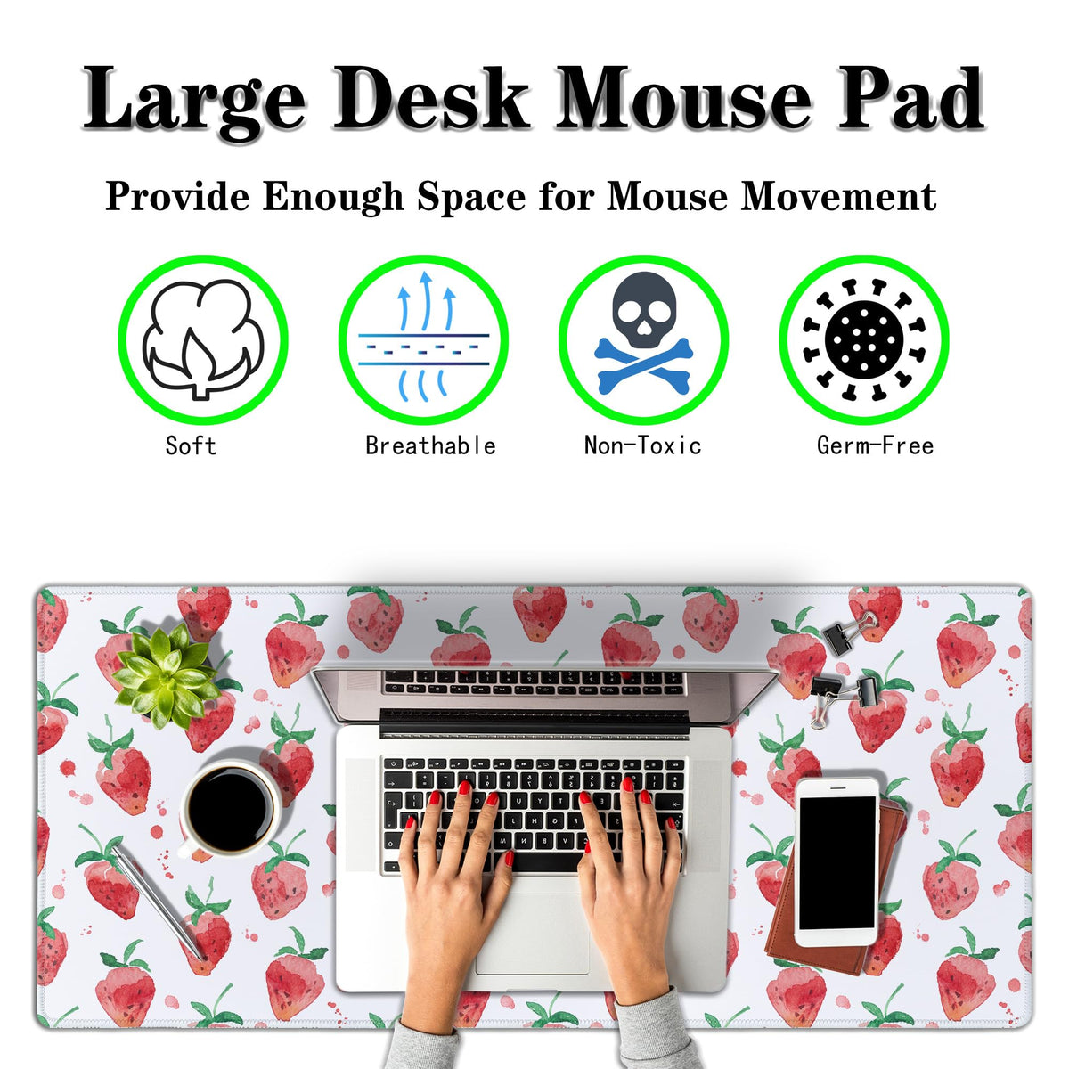 Samgula XXL Keyboard Pad Red Mouse Mat, Gaming Mouse Pads Big Mouse Pad, Modern Desk Pad Waterproof