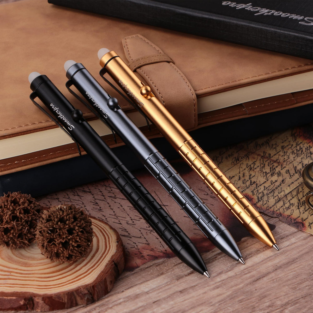 SMOOTHERPRO Aluminum Bolt Action Pen,Compatible with Pilot FriXion Refill