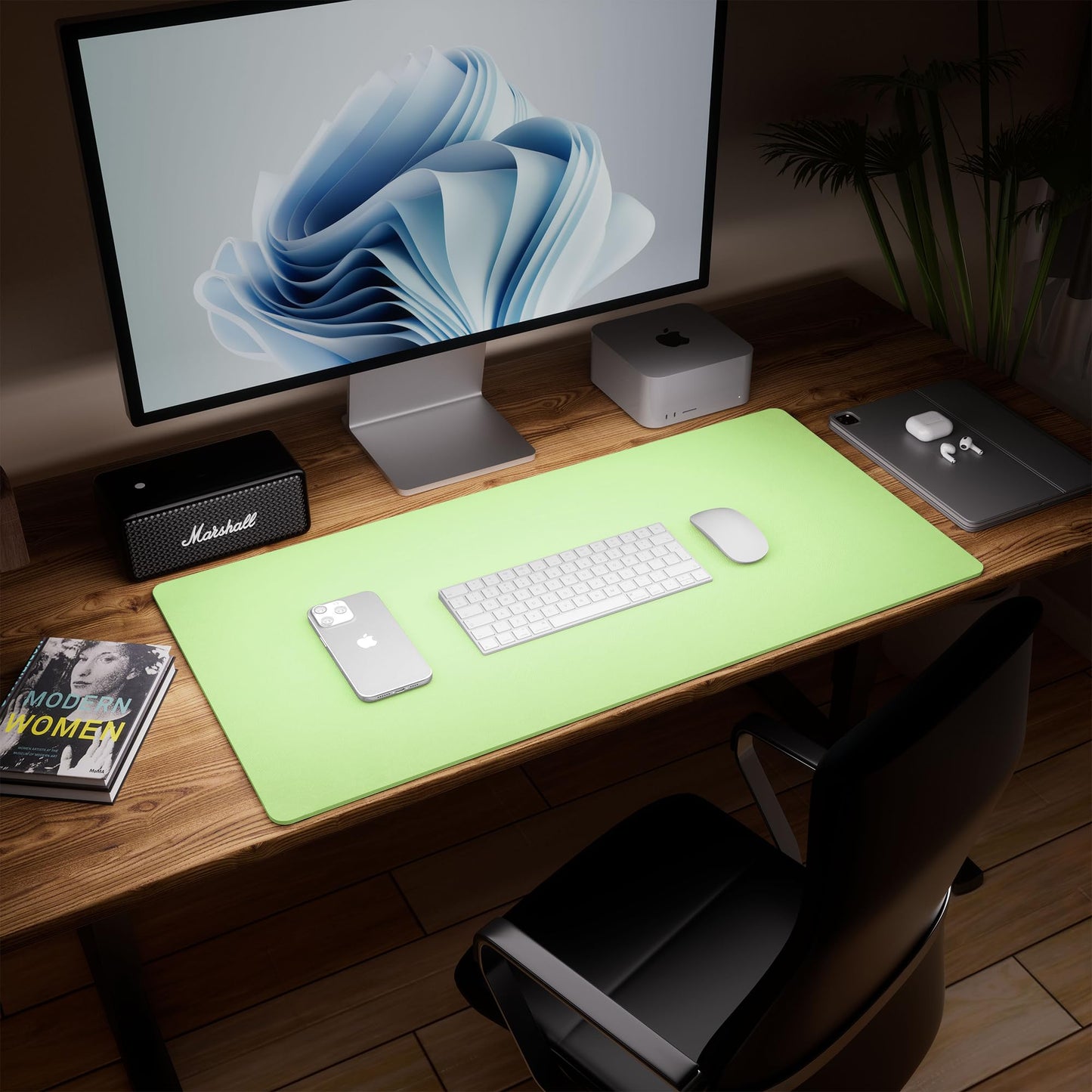 Aothia Double-Sided Desk Pad, 37.8"x17" Leather Desk Mat, Eco Cork Desk Pad Protector,Large Mouse