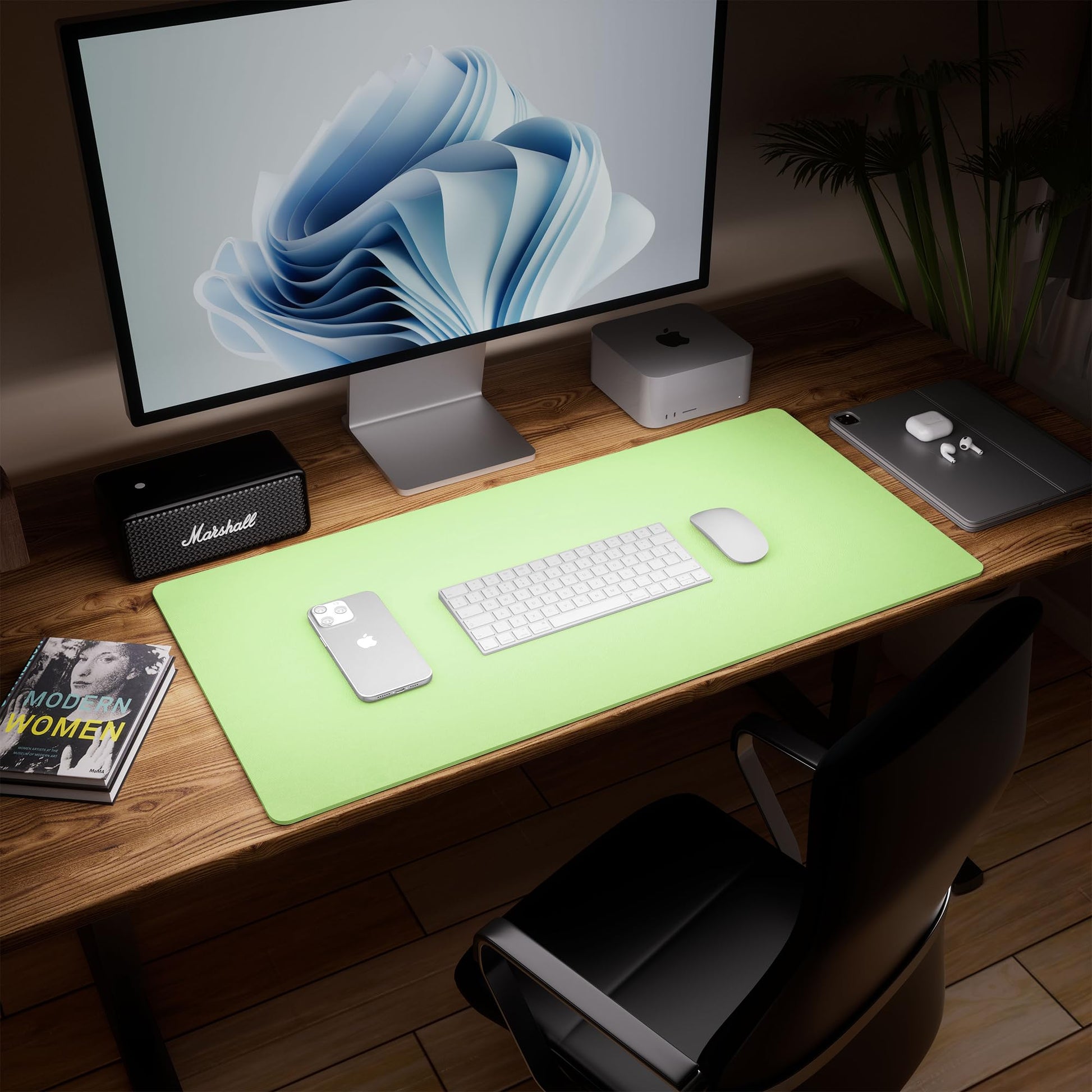 Aothia Double-Sided Desk Pad, 37.8"x17" Leather Desk Mat, Eco Cork Desk Pad Protector,Large Mouse