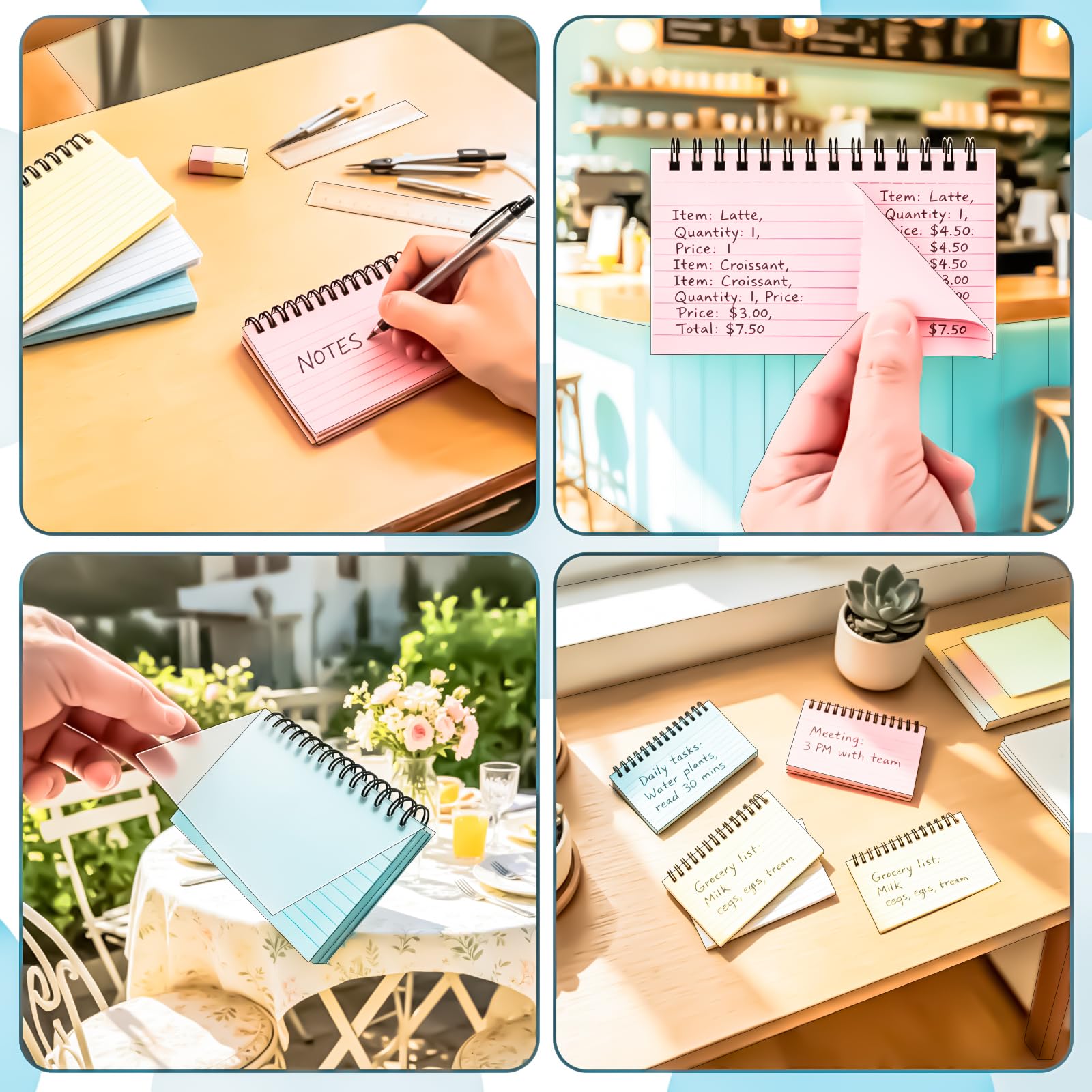 MotBach Colorful 1000 PCS Spiral Index Cards 3x5 Inch Flash Cards with Ring Lined Note Card Book