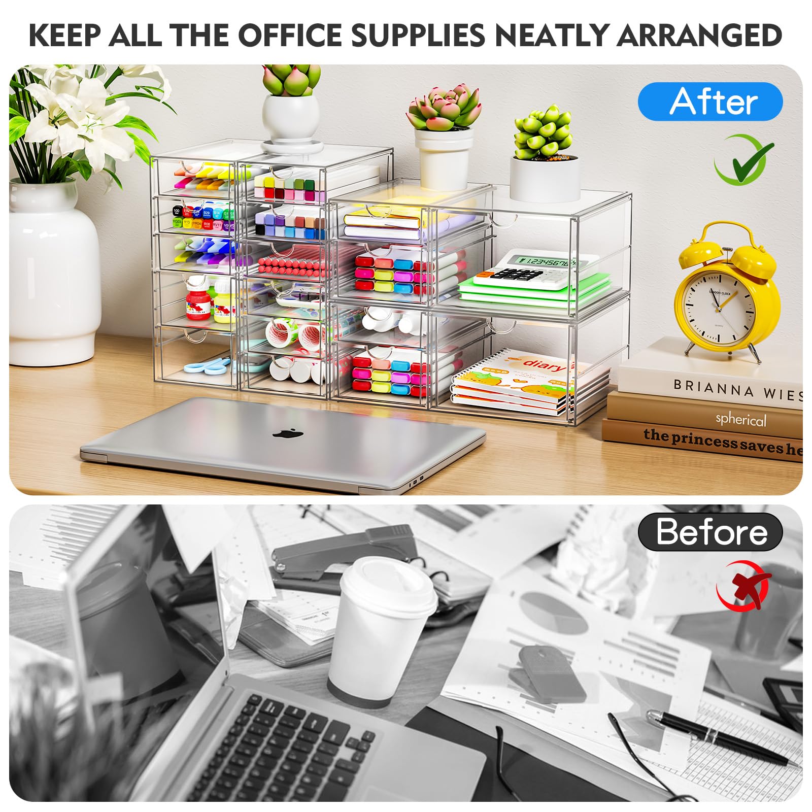 ARSTPEOE 17-Drawer Acrylic Storage & Makeup Organizer for Desk, Bath