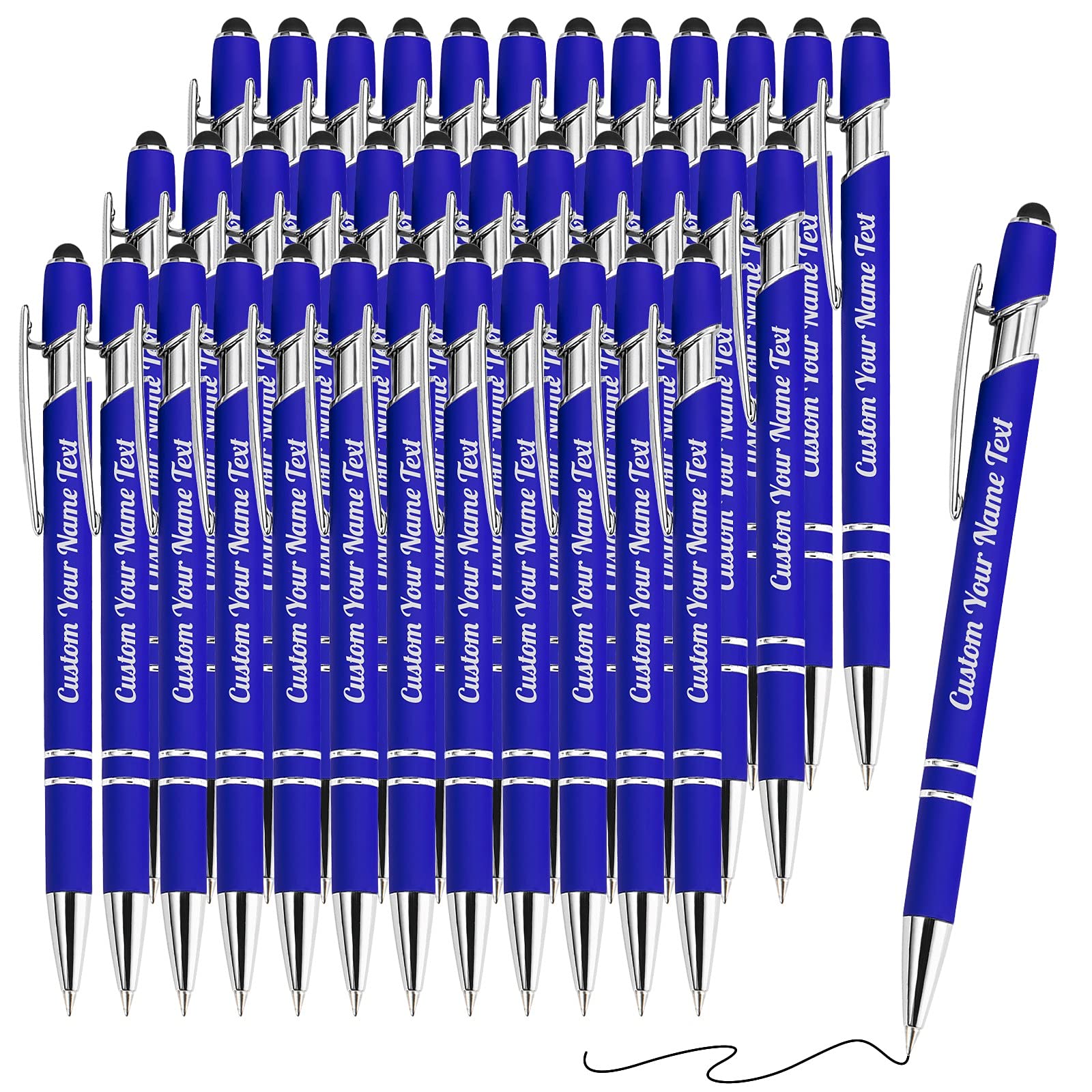 36PCS Personalized Pens Bulk with Name Free Engraving,Custom Ballpoint Pens with Stylus,Engraved