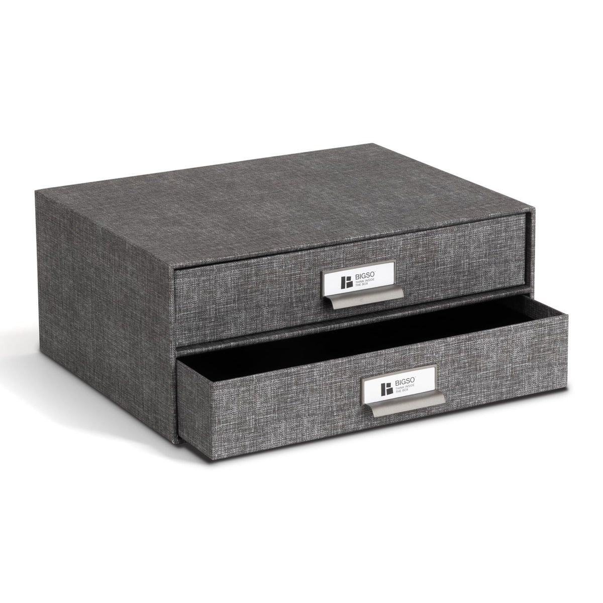 Bigso Birger 2-Drawer Canvas Fiberboard Easy Pull Handle Box - Desktop Drawers for A4 and Letter