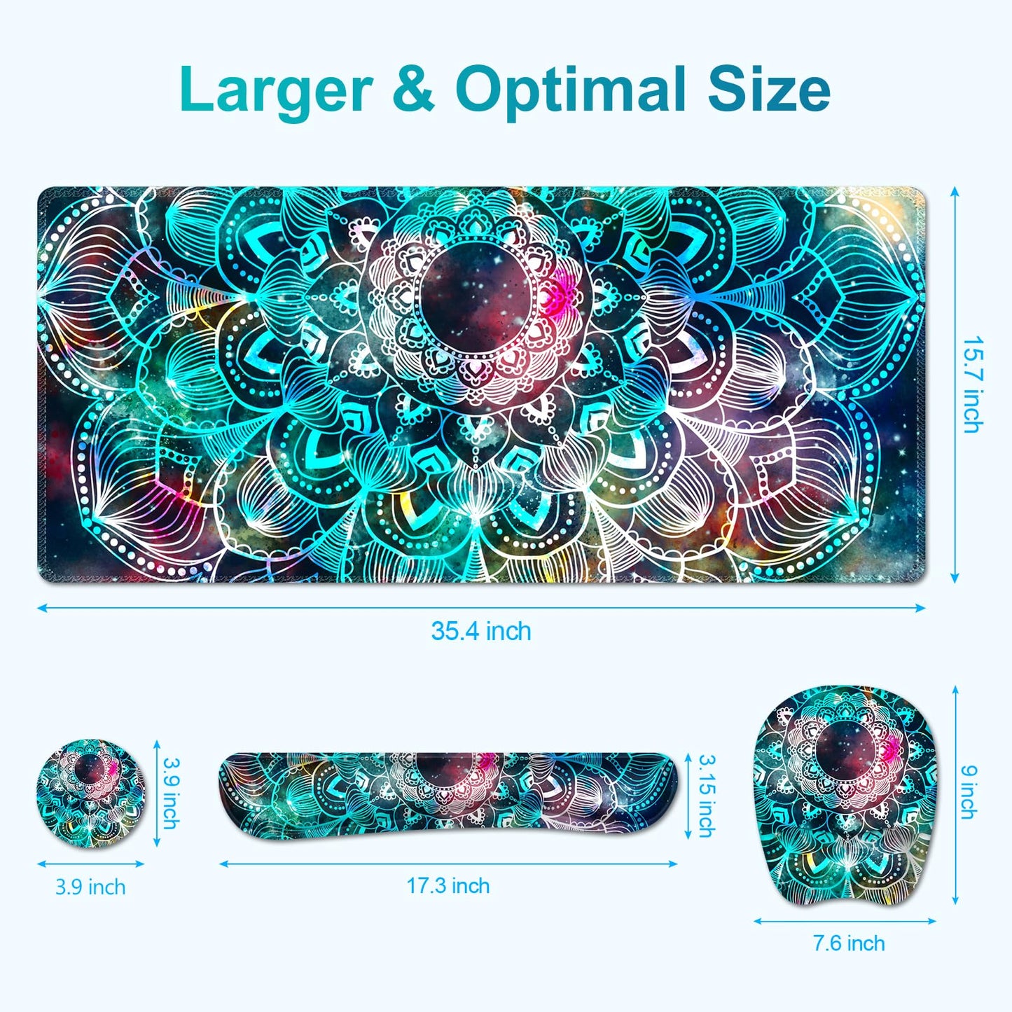 NXZGO Large Mouse Pad with Wrist Support 4 in1 Set, XXL Big Game Mousepad + Keyboard Wrist