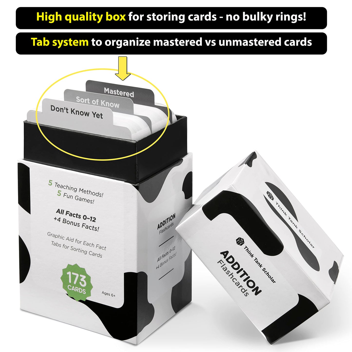 Think Tank Scholar 173 Addition Flash Cards Set (Award Winning) All Facts 0-12 Answer on Back, for