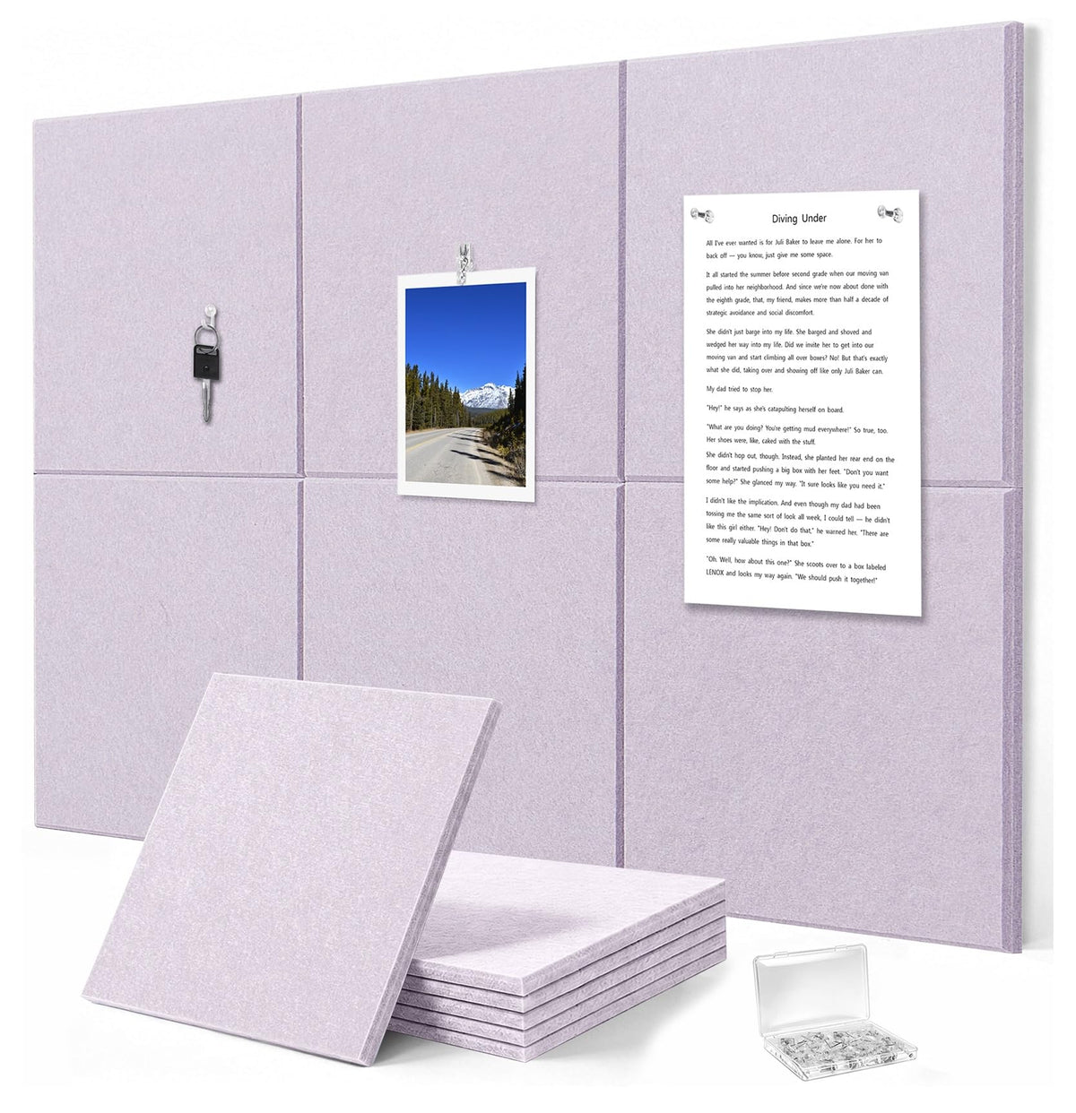 G Gamit Felt Wall Tiles Bulletin Board Large Cork Board Alternative 6 Pack 11.81”x11.81”x0.47” Felt