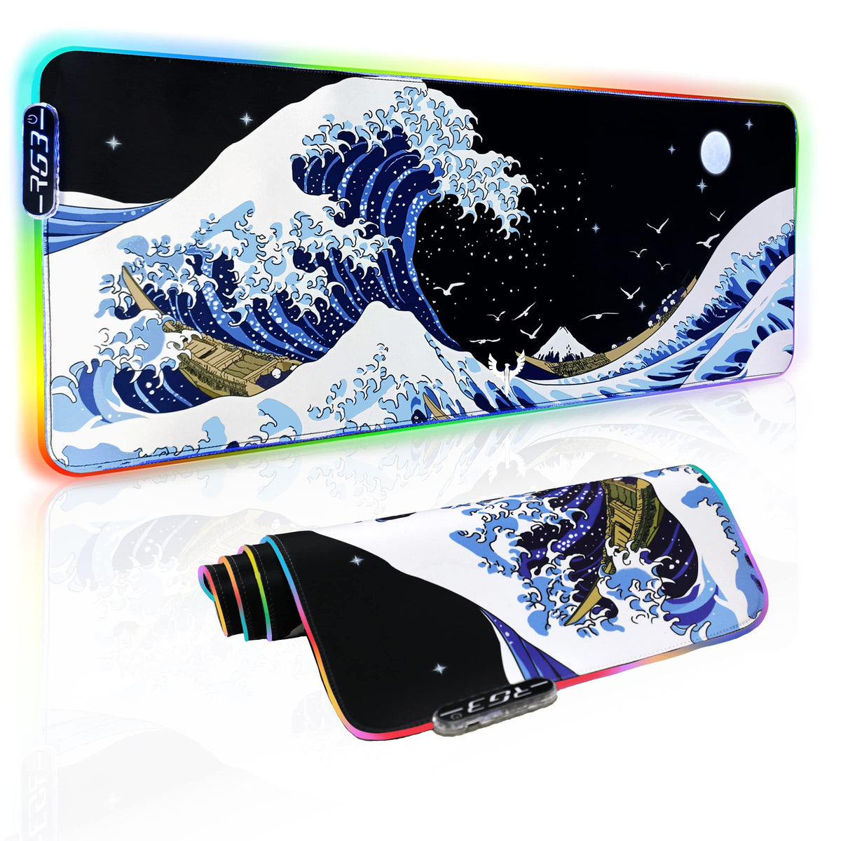 Gaming Laptop Mouse Pad,Sea Wave Big Mice Pads PC Keyboard Waterproof and Non-Slip 31.5 x 11.9