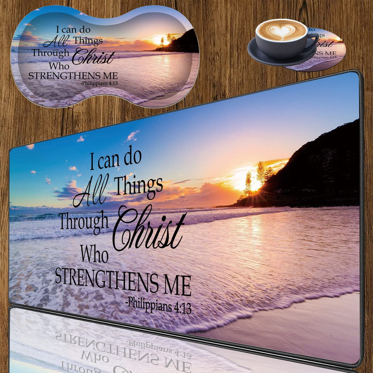 3 Piece Mouse Pad Set with Stitched Edge Large Anti-Slip Mouse Pad Desk Pad Keyboard Pad + Wrist