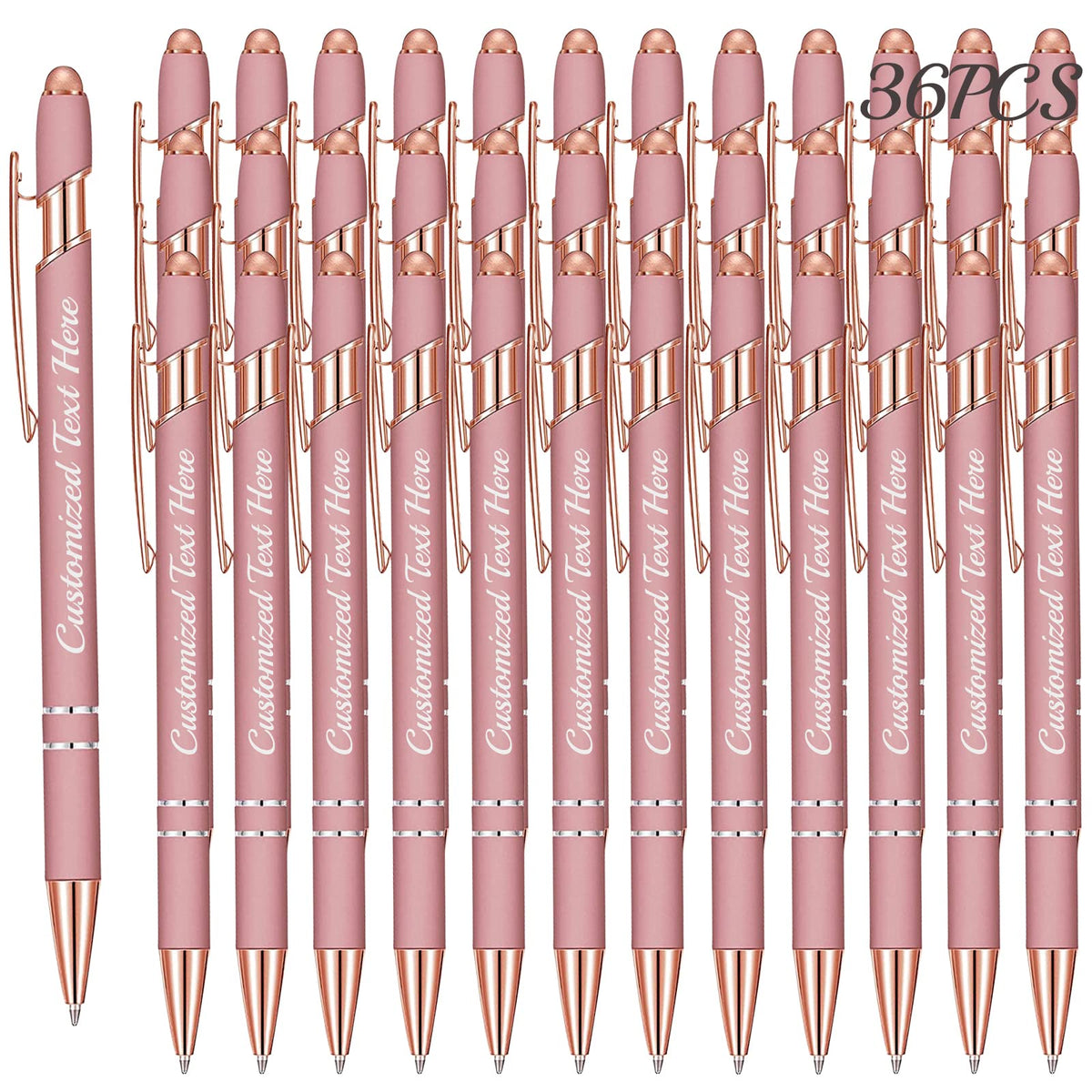 Aolun 36 Personalised Pen,Custom Engraved Ballpoint Pen with Stylus,Soft Touch Metal,Enter