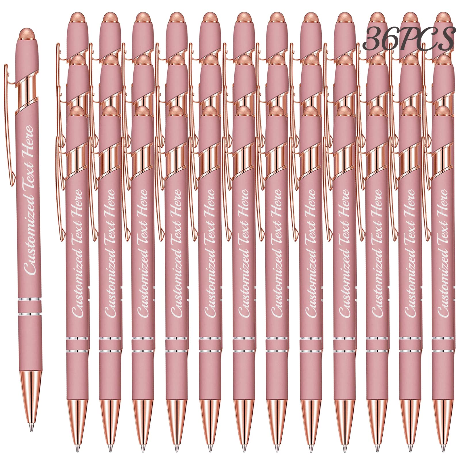Aolun 36 Personalised Pen,Custom Engraved Ballpoint Pen with Stylus,Soft Touch Metal,Enter