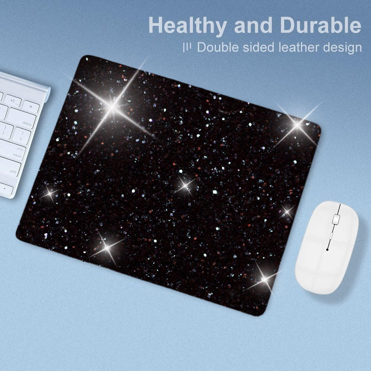Black Mousepad Diamond Black Glitter Sparkle Mouse pad Bling Desk Accessories Gaming Bling Rubber