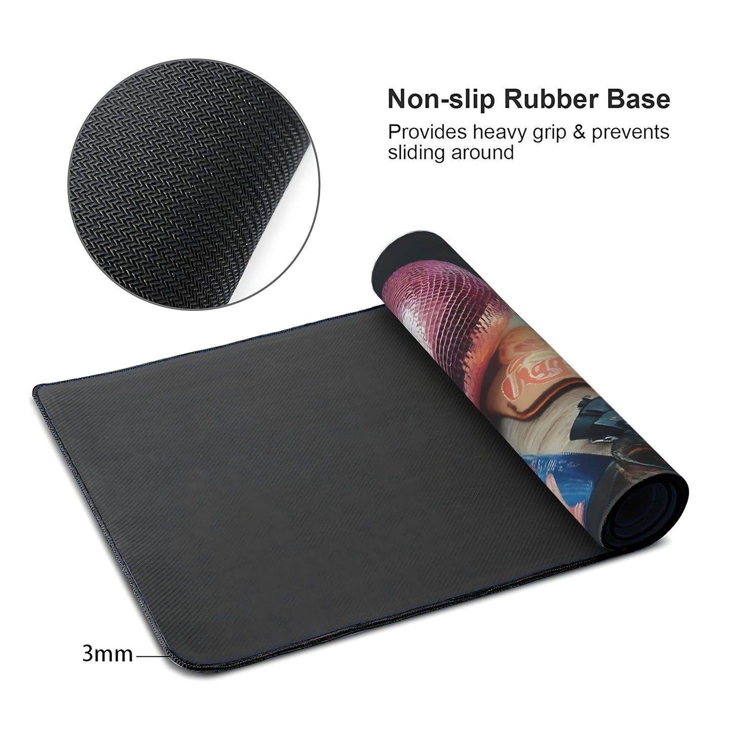 Cute Aesthetic Party Gaming Mouse Pad, Blue Pink Retro-Futurism Desk Mat with Anti-Slip Base &