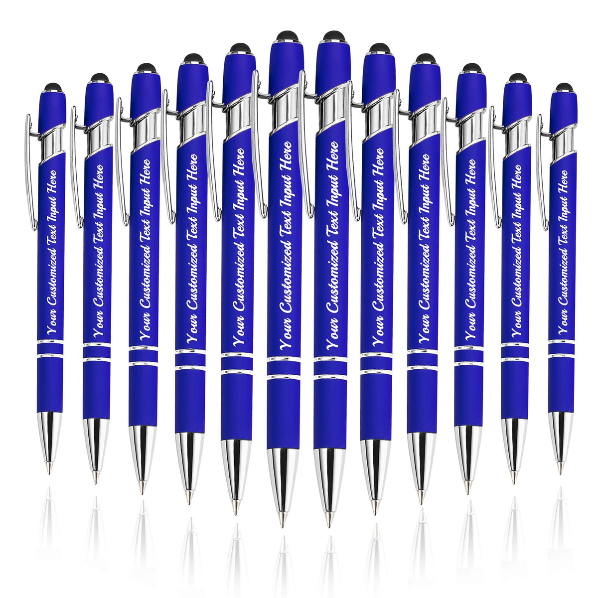 Betenshtresk Personalized Ballpoint Pen 12pcs, Custom Pens Free Engraved Bulk with Name Logo, Soft