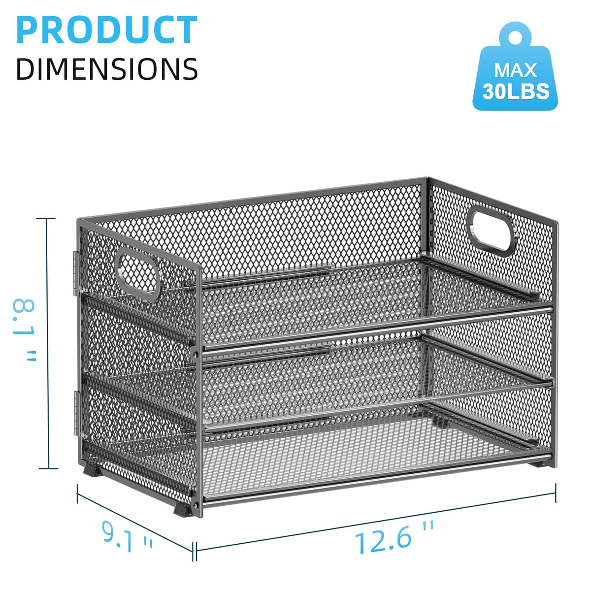 Marbrasse 3 Tier Paper Organizer Letter Tray, Mesh File Organizer with Handle, Paper Sorter Desk